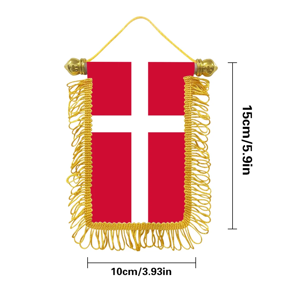 Denmark small hanging flag 10x15cm triangular flag car decoration hanging flag double-sided pattern with suction cup