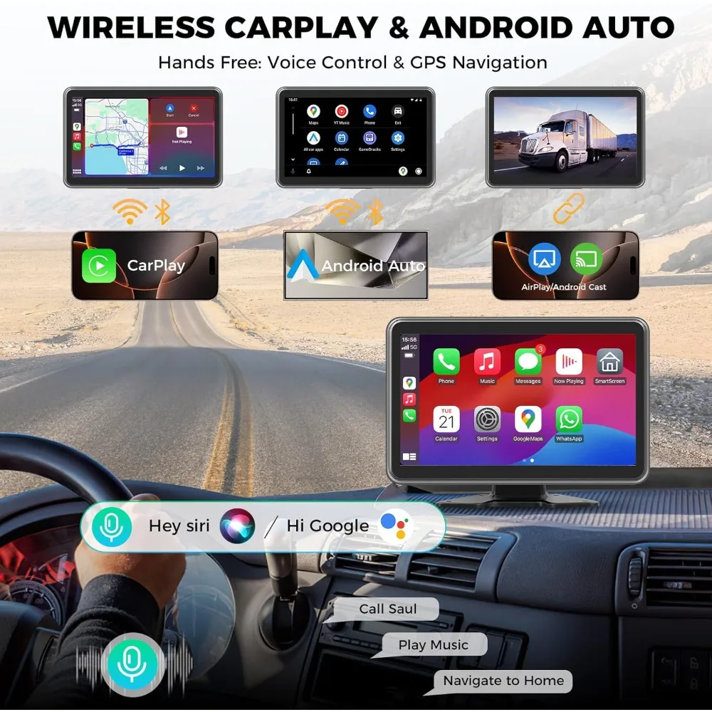 جديد - نظام كاميرا احتياطية بـ 4 قنوات للشاحنات والمركبات الترفيهية والمقطورات وCarplay وAndroid Auto وشاشة تعمل باللمس مقاس 10 بوصات