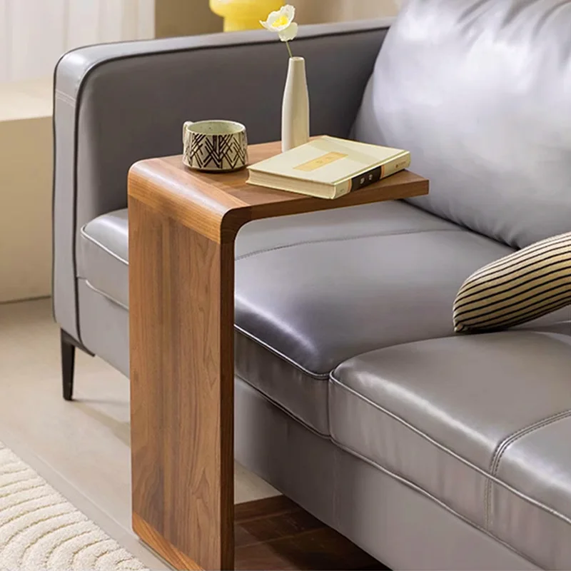 Cross-border C-shaped sofa side table, simple household solid wood small coffee table