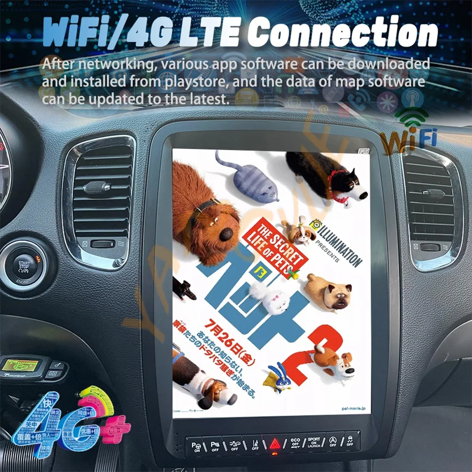 13-calowy ekran Carplay Android QLED Radio 2din do Dodge Durango 2011-2020 GPS Samochodowy Odtwarzacz Multimedialny Wideo Stereo Navi Head Unit