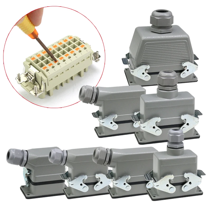 WZAZDQ Heavy Duty Connector (Shrapnel Crimp Connection) 6-10-16-24-32-48 Core Pin Industrial Waterproof Aviation Plug Socket