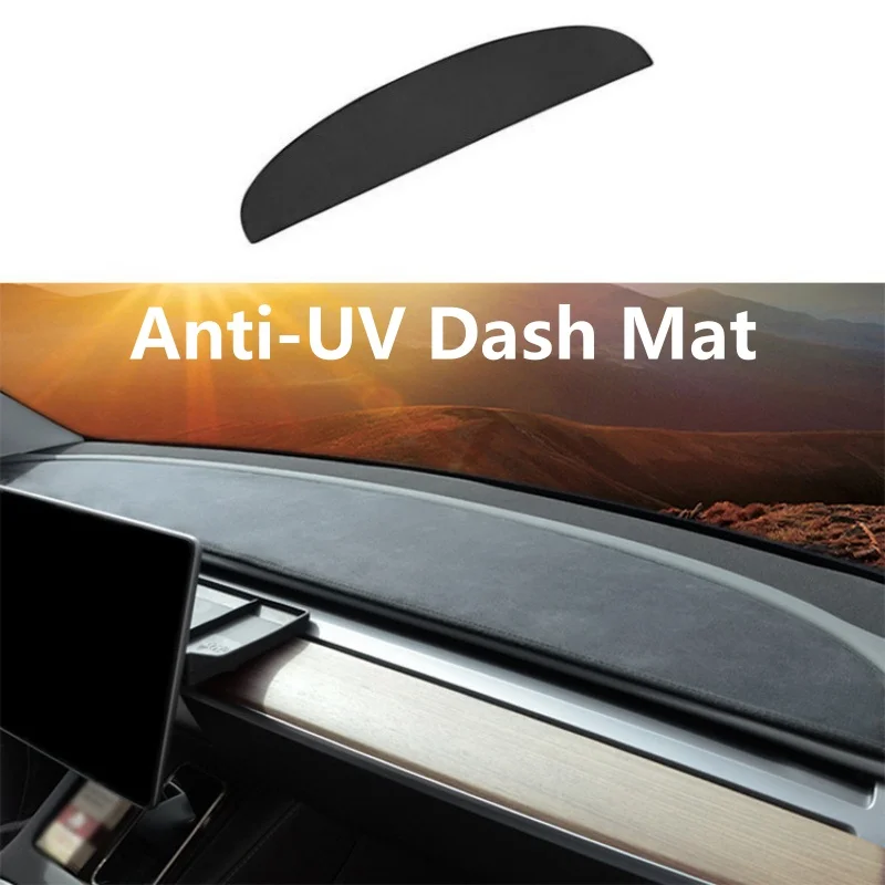 Anti-UV Dashboard Cover For Tesla Model Y 2021-2024 Center Console Accessories Dash Mat Protector Anti-glare Pad Sunshade