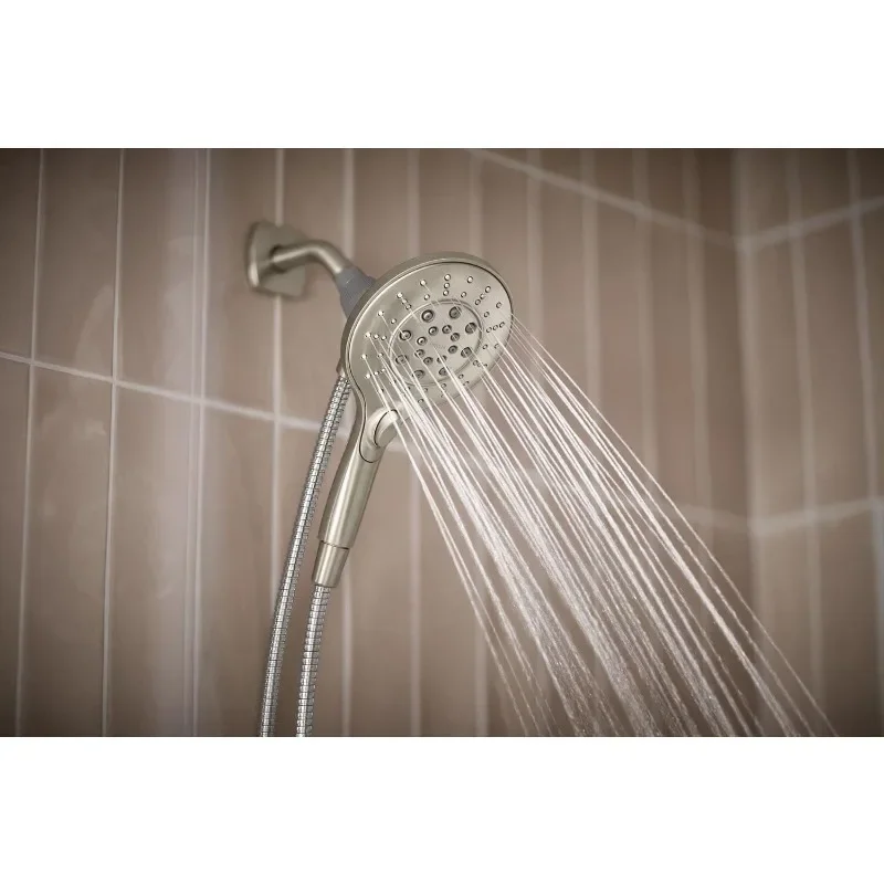 Spot Resist Brushed Nickel Magnetix Six-Function5.5-Inch Handheld Showerhead with Magnetic Docking System,Detachable Shower Head