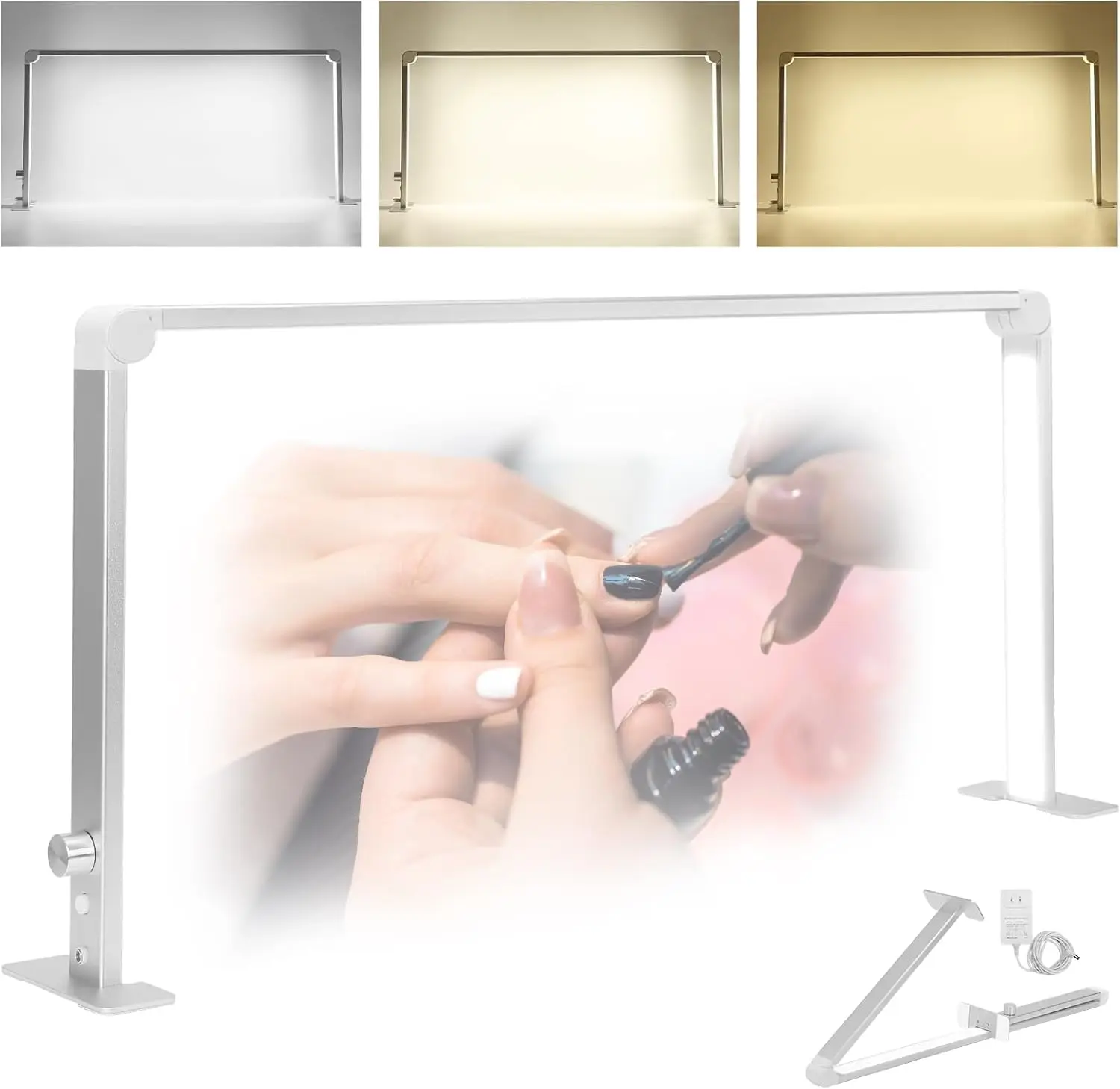 

Лампа в форме полумесяца, 36 Вт, квадратная складная настольная лампа для ногтей, настольная 33-дюймовая светодиодная лампа для наращивания ресниц, татуировки, бровей