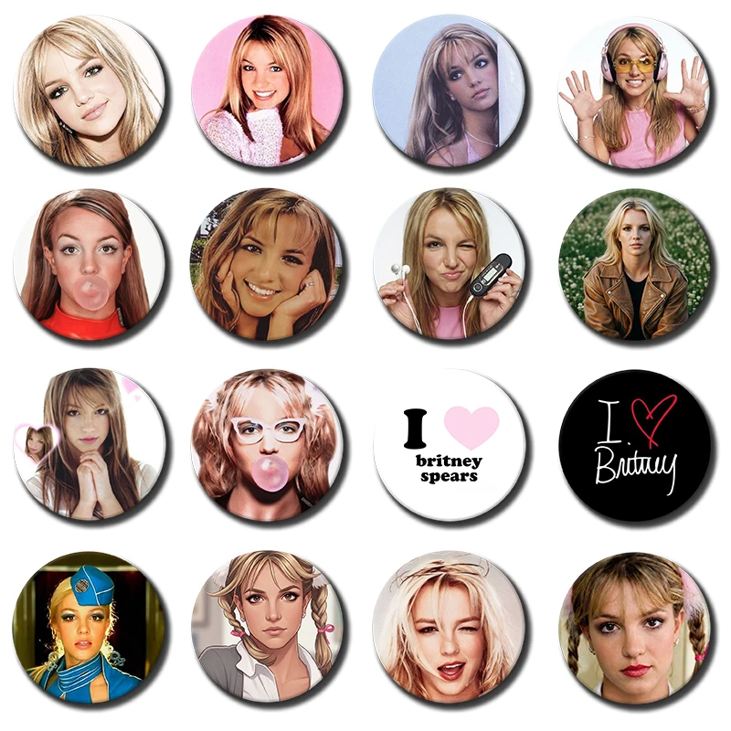 I Love Britney Spears Soft Button Pin Singer Round Brooch Pins on Backpack Clothes Hat Badge Accessories Fans Collectible Gifts