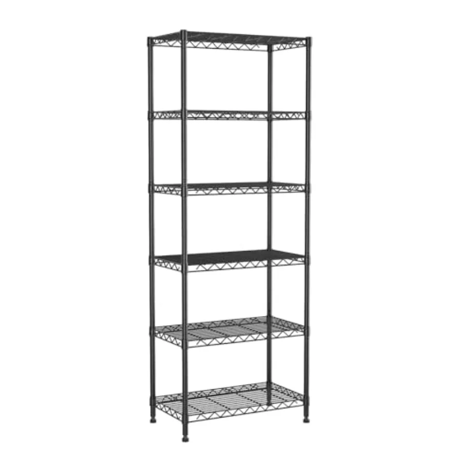 

6-Tier Wire Rack Shelving 21.3 W x 11.4 D x 73 H Metal Shelf on Lockable Wheels Height Adjustable Wire Storage Shelves for Narr