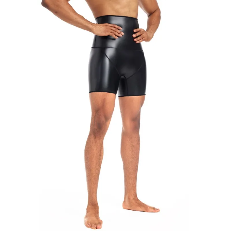 Trendy hoge taille lederen gymshorts heren stretch fietsen bikerbroek streetwear fitness outdoor activewear strak ademend