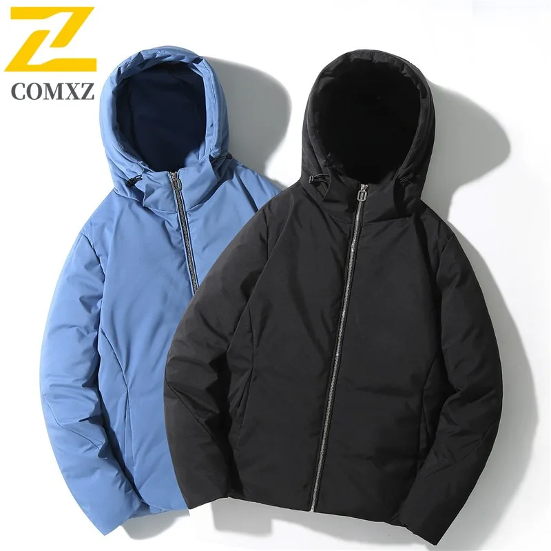 

COMXZ уличный мужской пуховик, классическая утолщенная теплая парка с капюшоном, повседневная дорожная удобная морозостойкая зимняя пуховая куртка