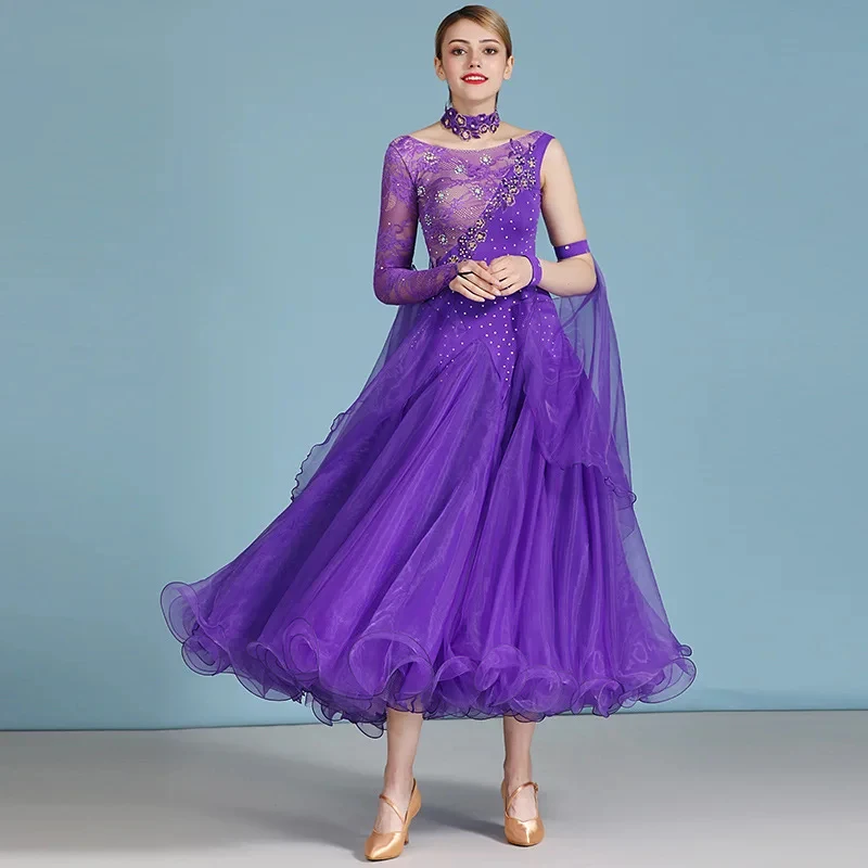 

♥Halloween Cosplay Costume lace flower ballroom competition for women waltz standard dance contest d New 2026 Surprise Clothing