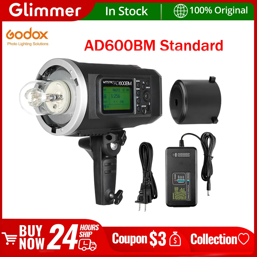 Godox AD600 BM 600Ws GN87 HSS Bowens Mount Outdoor Flash Strobe Light with 2.4G Wireless X System, 8700mAh Battery