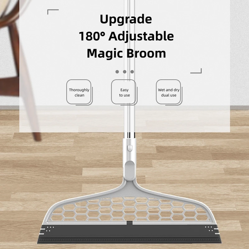 180° Adjustable Magic Rubber Broom Silicone Mop Hand Dust Brooms Home Floor Cleaning Squeegee Wiper Flooring Household Utensils