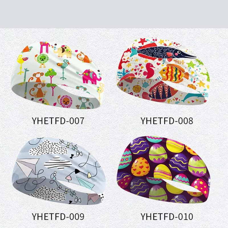 Cross-border Running Sweat-absorbent Quick-drying Headband Lycra Sports Ice Silk Headband Digital Printing Children's Headscarf