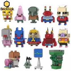 Bricklink MOC Cartoon SpongeBobed Anime Figures Brickheadz Collection Sets Building Blocks Educational Toys Kid Christmas Gift