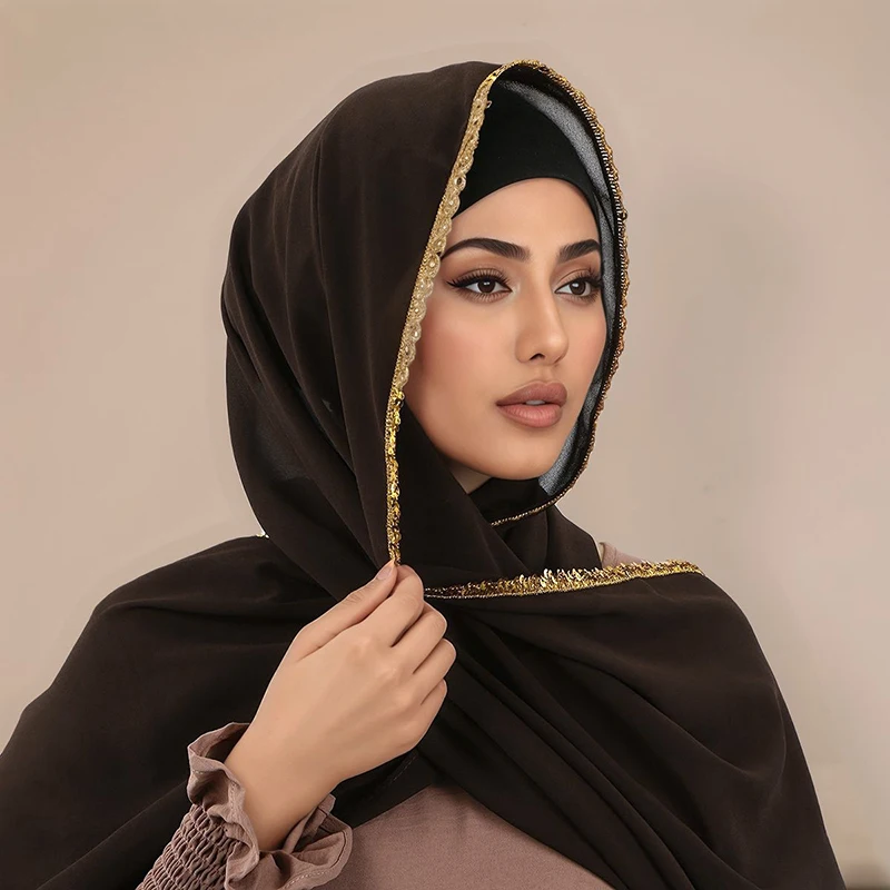 Rhinestone Modal Cotton Jersey Hijab Scarf for Women Stretch Shawl Plain Muslim Headband Fashion Solid Ramadan Female Headscarf