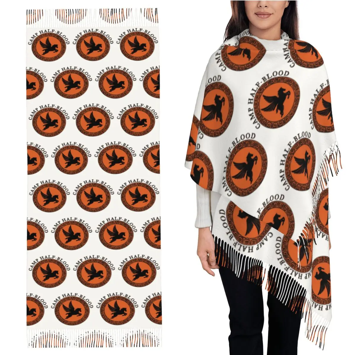 

Camp Half Blood, Camp Half Blood Logo Активный шарф Шарфы с кисточками для женщин Шали и накидки Длинная осенне-зимняя шаль