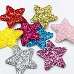 100pcs Glitter Star Applique Padded Patches for Clothes Hat Crafts Sewing Supplies DIY Headwear Hair Clips Bow Decor A386