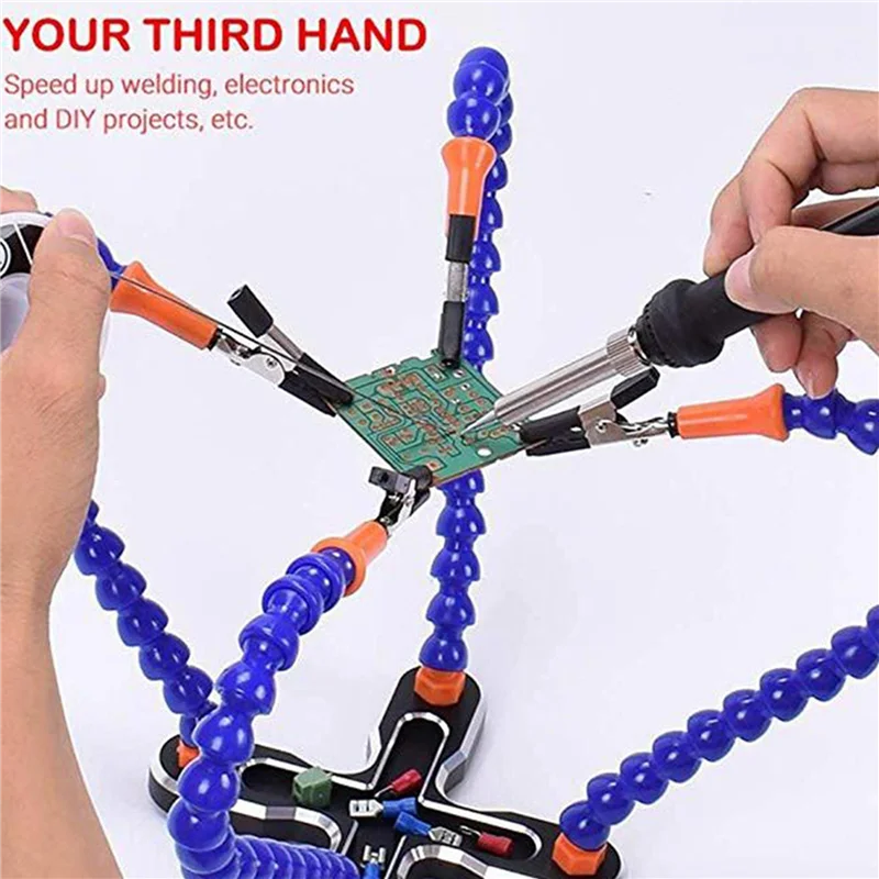 AC88-3X Diy Soldering Third Hand 12Pc Flexible Arms Welding Helping Stand Repair Holder Tool Multifunctional Metal Base