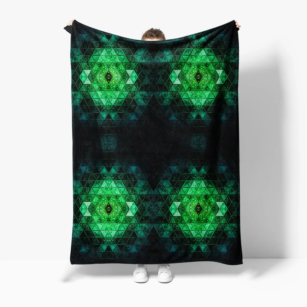 

Неоново-зеленое флисовое одеяло с геометрическим шестиугольником и рисунком снежинки для девочек-подростков, детский подарок