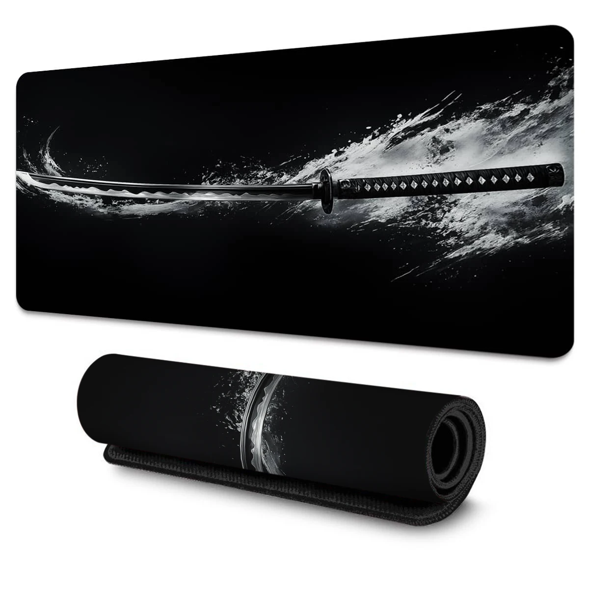 

Коврик для мыши Samurai Katana, черный большой игровой настольный коврик для ноутбука, многофункциональный декор стола, лучший подарок для геймеров, мальчиков, мужчин, подростков