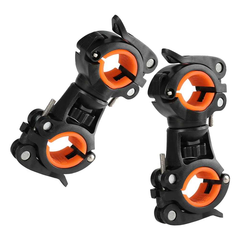 2개입 자전거 플래시라이트 마운트 오렌지 조절식 듀얼 퀵 릴리즈 브래킷 산악 자전거용 유니버설 핸들바 클램프 사이클링