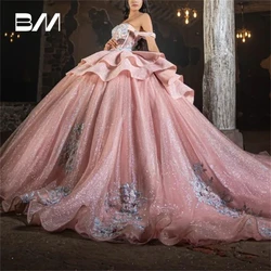 Fairy Tale Women Ball Gown Prom Dress Sweet 15 16 Dresses Cocktail Floral Appliques Quinceanera Dress Cocktail Dresses