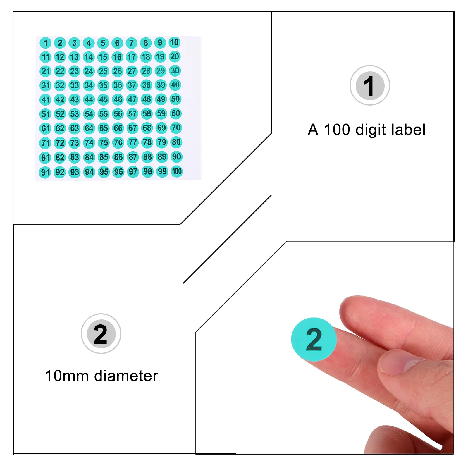 

100 шт. самоклеящихся этикеток-номеров из ПВХ для рукоделия, организации хранения, подарков на вечеринки, круглые серийные наклейки