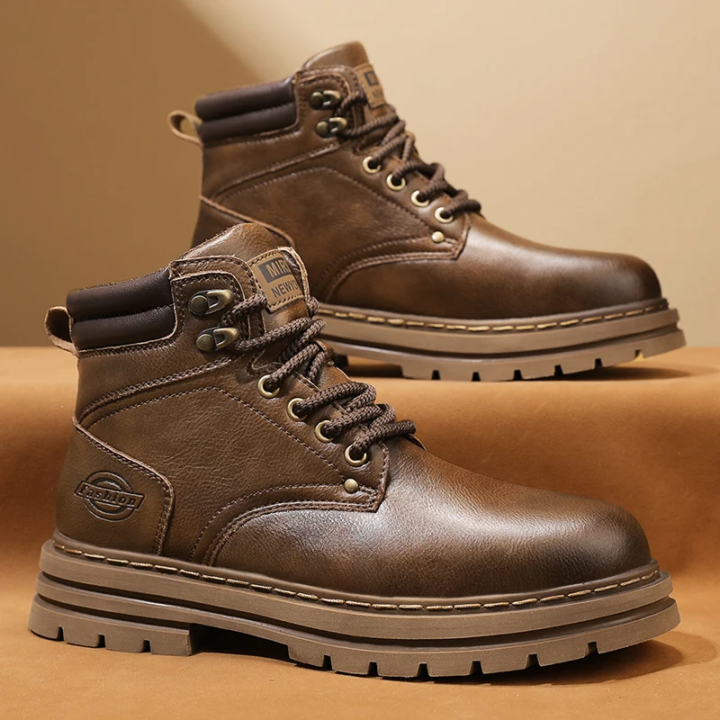 Novas botas de tornozelo unissex, botas de tornozelo de motocicleta da moda, botas de caminhada, botas retrô chelsea de quatro estações e botas confortáveis