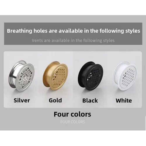 Imagen 2 del producto Conducto de aire circular de doble cara para gabinete, diámetro de ventilación de 35/50mm, tapón de malla de persiana de acero inoxidable, cubierta decorativa de ventilación