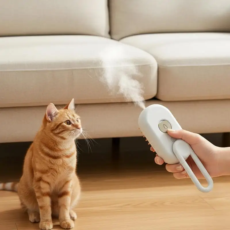 Eco-Friendly Rechargeable Pet Grooming Spray Brush Soft Bristles Anti Flying Hair Gift for Dog Cat Pet Owners