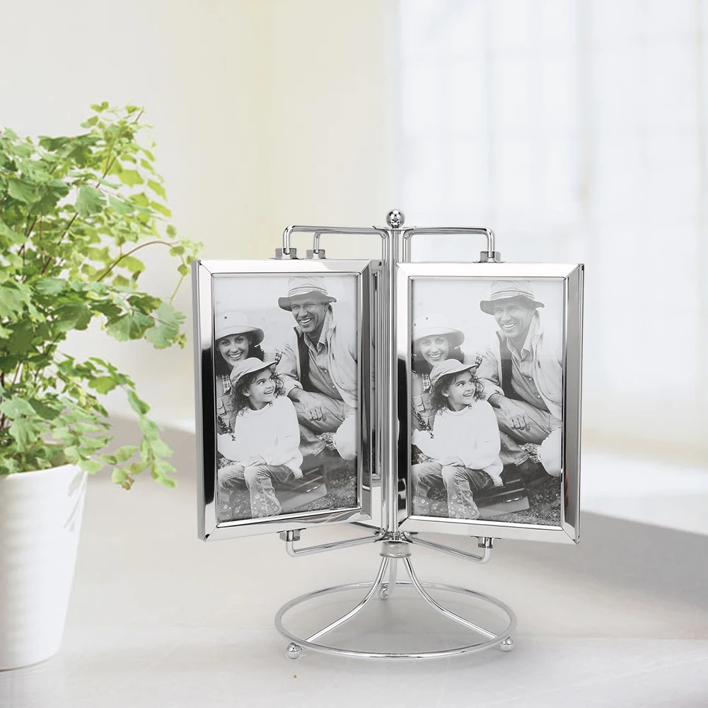 Metal Home Rotating Photo Picture Frame Restaurant Rotating Menu Frame For 4x6in Photo