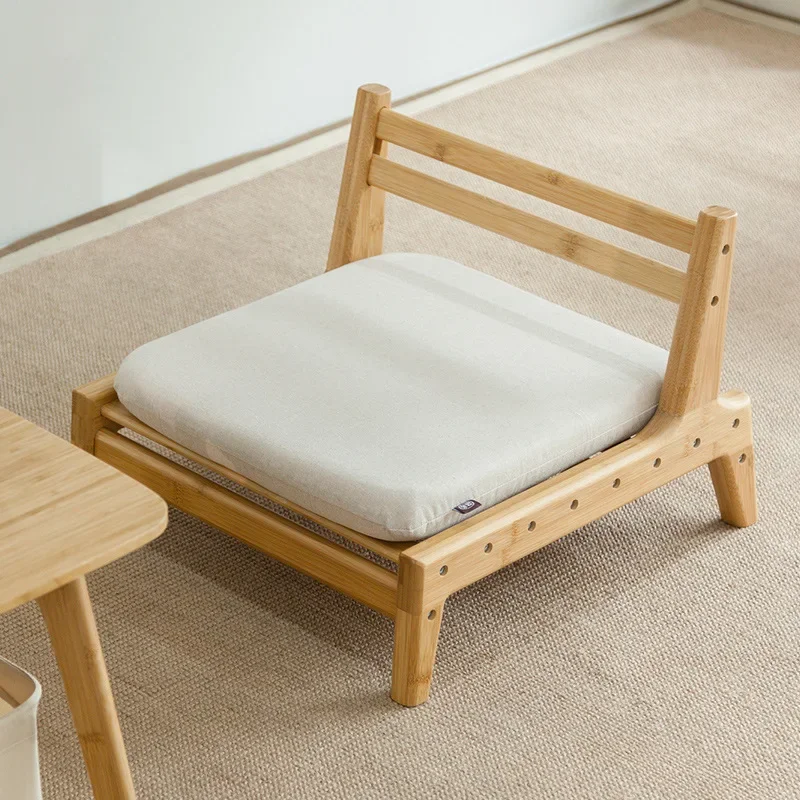 Meditation Seat with Cushion Tatami Chair Floor Backrest Chair Home Living Room Bamboo Furniture Japanese Legless Zaisu Chair