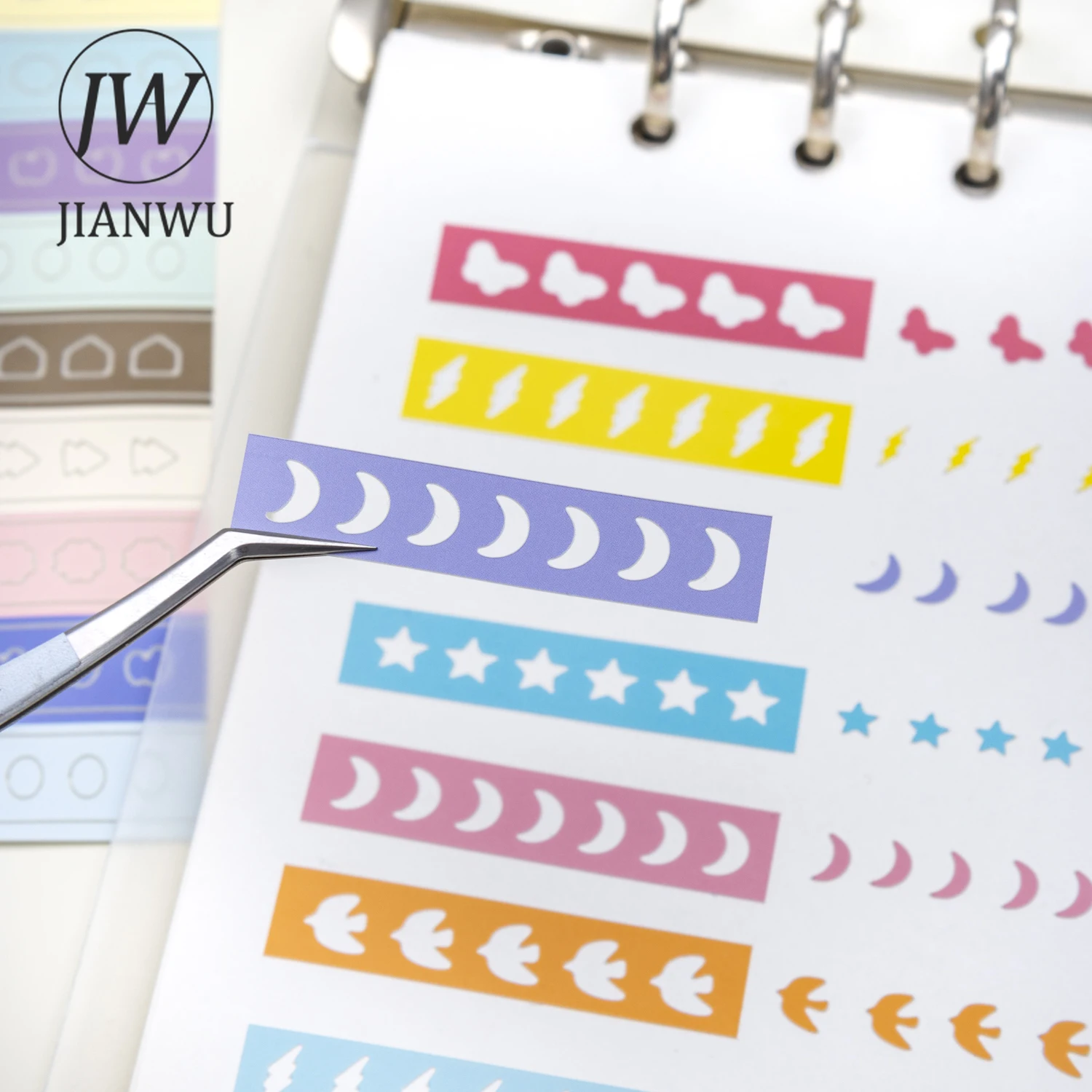 JIANWU Colorful Heartbeat Series Vintage Pattern Landscape Material Collage Scrapbooking Sticker Creative DIY Journal Stationery