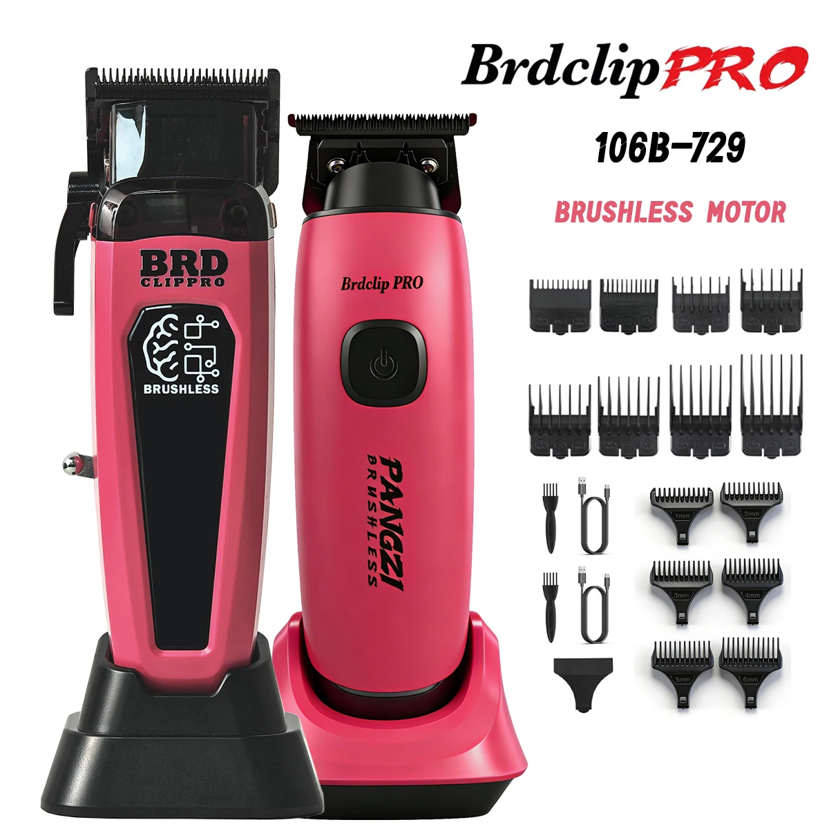 

Professional 106B 729 BRDCLIP Brushless Motor Hair Clipper 7500RPM 8000RPM Electric Cordless Trimmer Magnetic Cover Charg Dock
