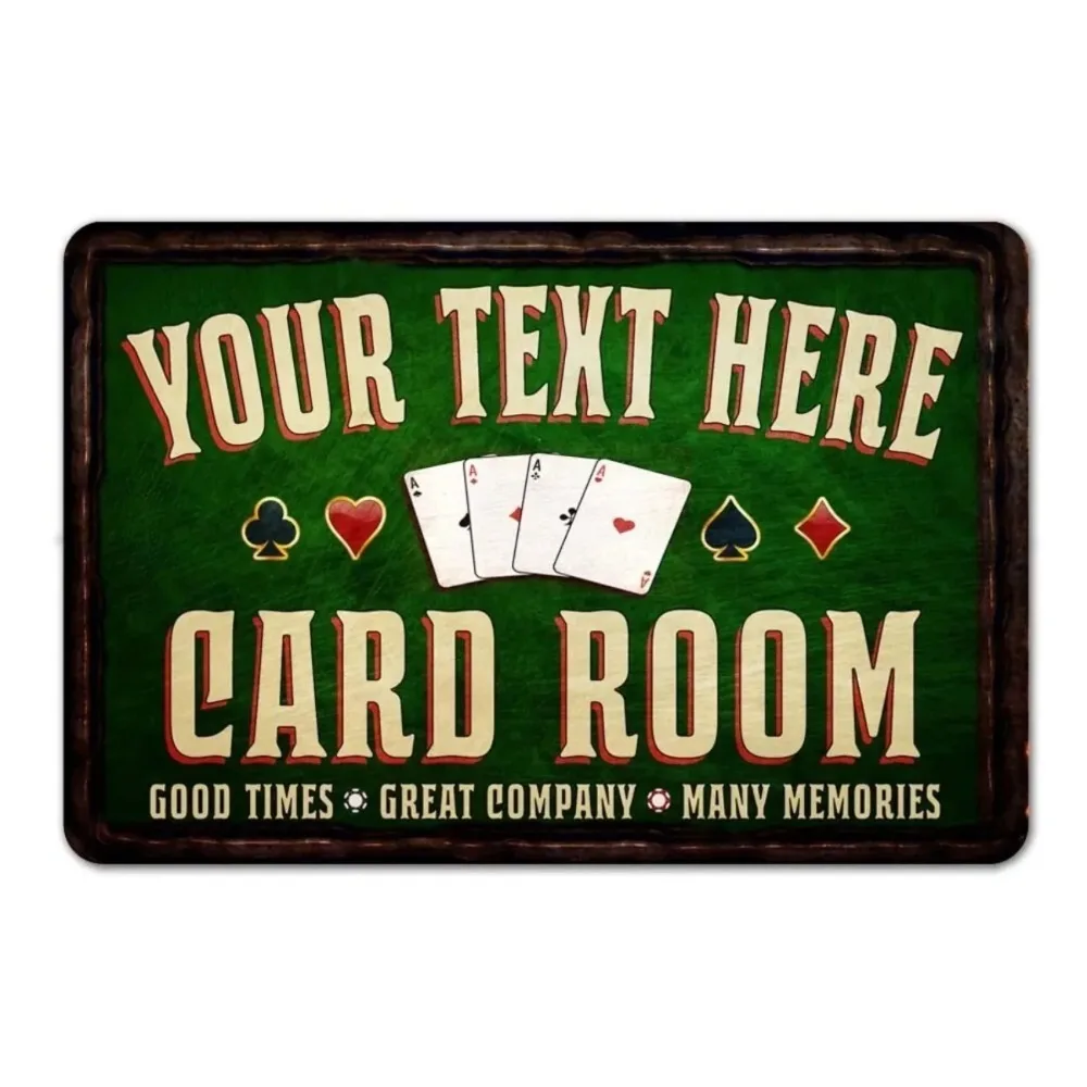 CIFbuy Personalized Card Room Metal Sign, Waterproof Dustproof Poker Casino Game Room Wall Decor (Only For Decoration)