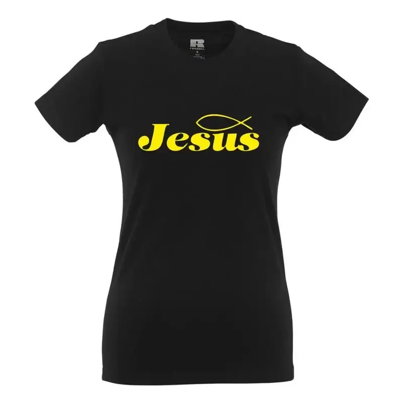 Jesus Christians Fish  Fun  Funny  Sayings  Girlie Shirt