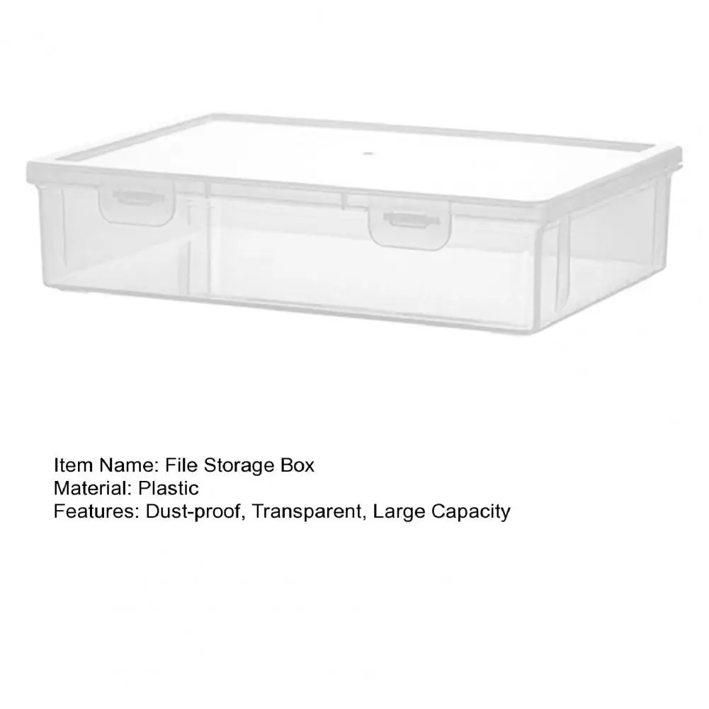 Document Storage Container Transparent Plastic Box For Data Certificate Stationery Jewelry A4 File Organizer Home Office Suppy