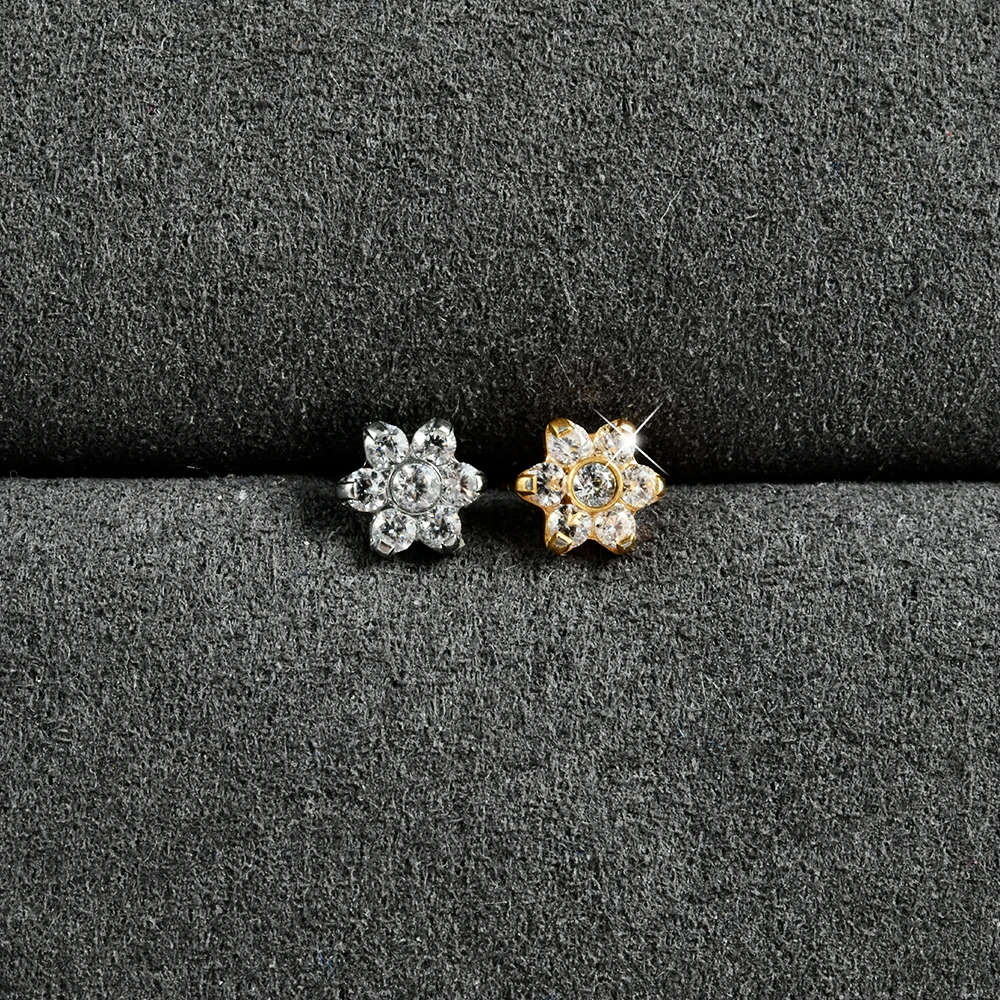 1 Stück Glänzender CZ-Blumen-Labret-Stud in verschiedenen Formen, G23 reines Titan, Innenschraube, Zirkonia, Rook-Ohrstecker, Traugs Conch Ohrring, 16g – Detail 5