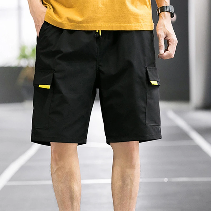 Homem Shorts Moda Bolsos Duplos Em Linha Reta Solta Confortável Homem Casual Shorts 2023