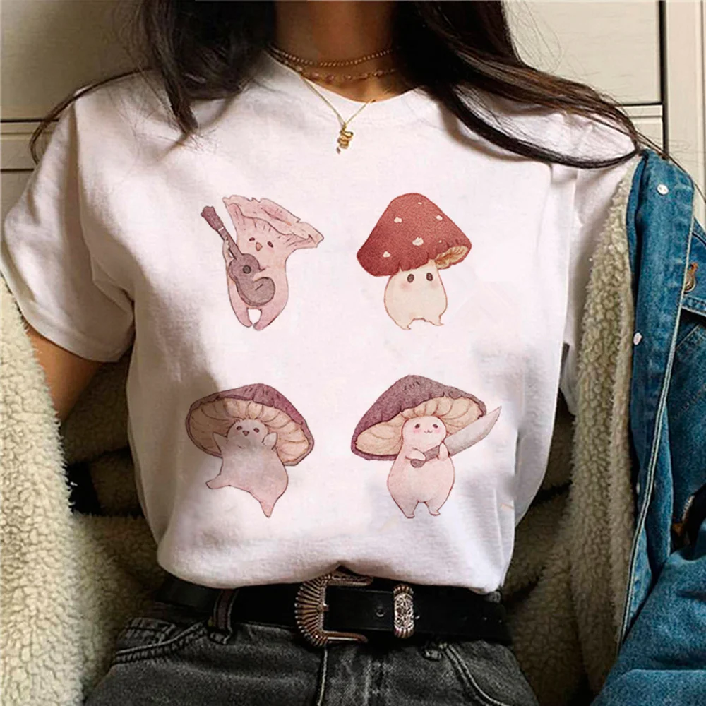 Mushroom t shirt women streetwear comic funny Tee female designer Japanese graphic clothing