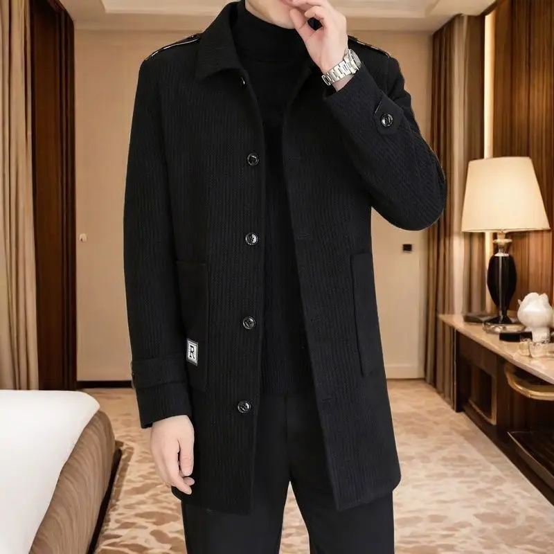

Corduroy Lapel Mid-length Windbreaker Warm Casual Versatile Trendy Jacket