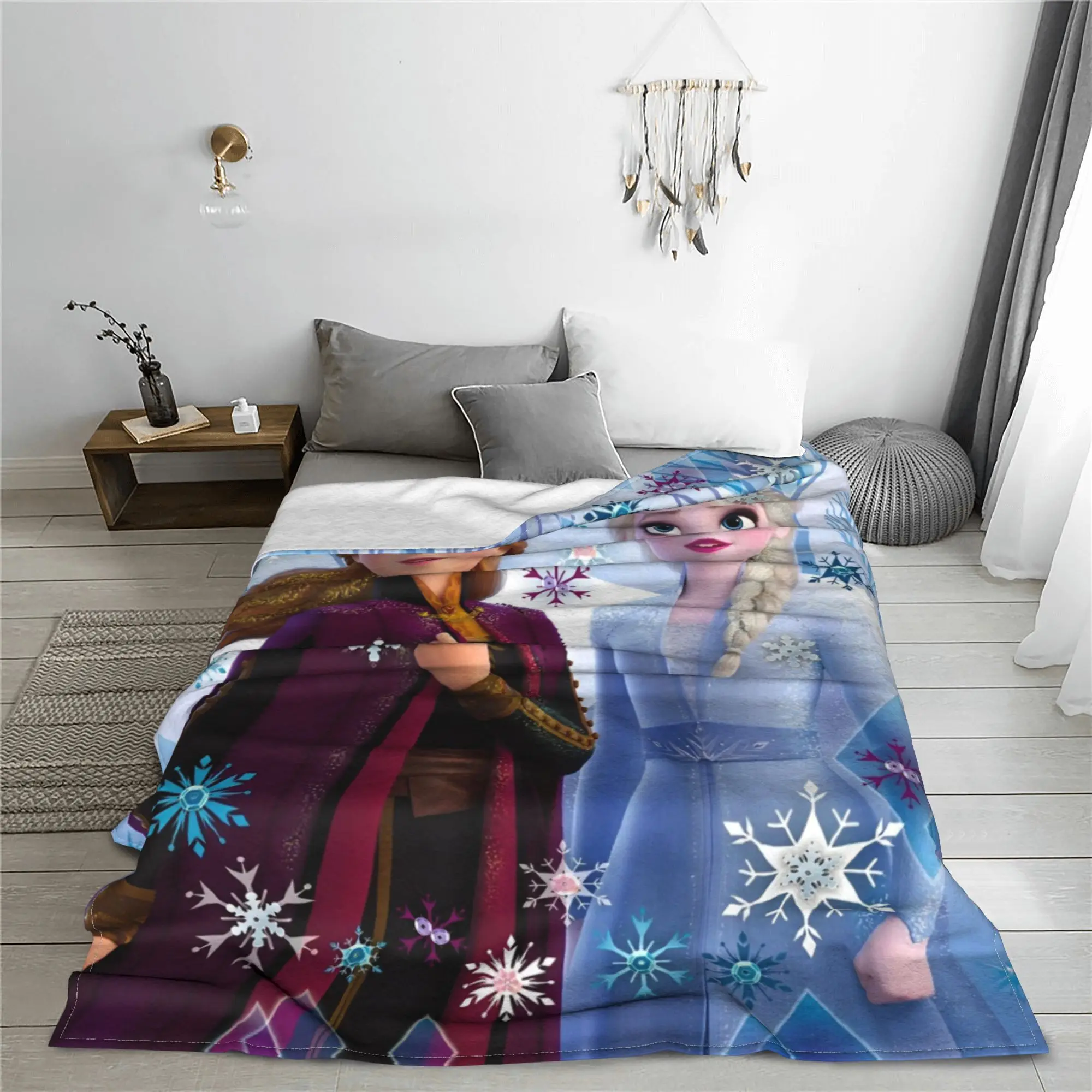 Frozen Princess Elsa  Blankets Fleece Autumn/Winter Snow Queen Portable Soft Throw Blanket for Bedding Outdoor Bedspread