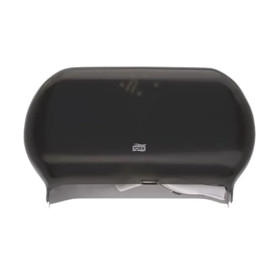 

Twin Jumbo Toilet Paper Roll Dispenser Smoke T22 Refill Indicator Window 56TR
