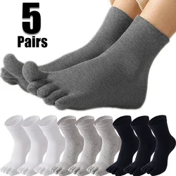 5Pairs Tabi Toe Socks Men Five Finger Socks Comfortable Cotton Running Crew Breathable Sweat Deodorant Antibacterial Sports Sock