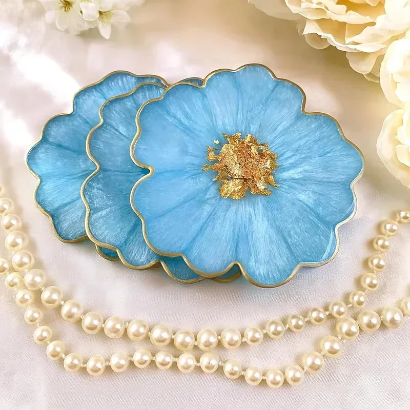 Latest Models DIY Flower Shape Coaster Mold Silicone for Epoxy Resin Handmade Craft Fruit Dish Clay Plaster Casting Mould