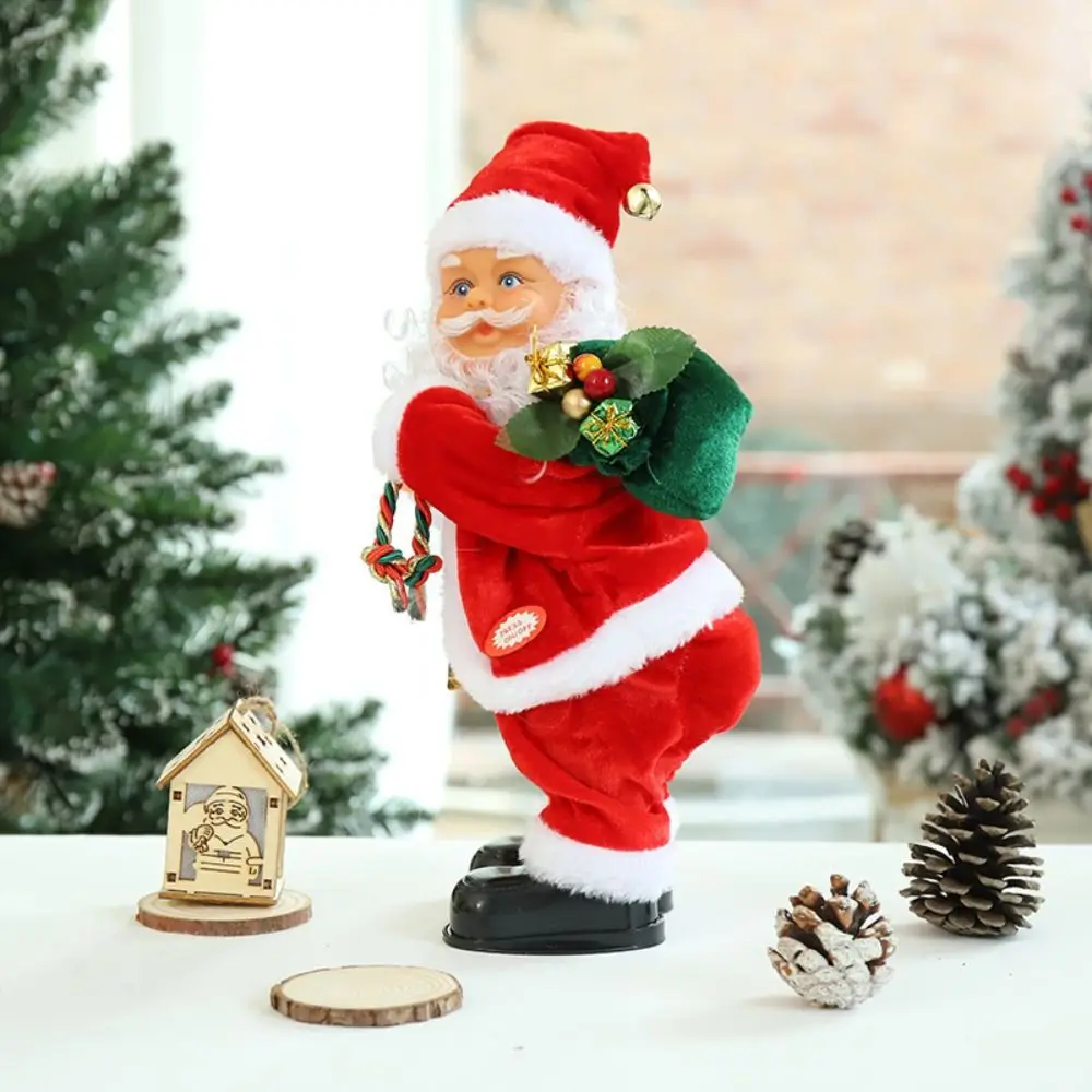

Electric Santa Claus Climbing Ladder Chimney Climb Rop Climbing Santa Claus Doll Christmas Decoration Double Ladder