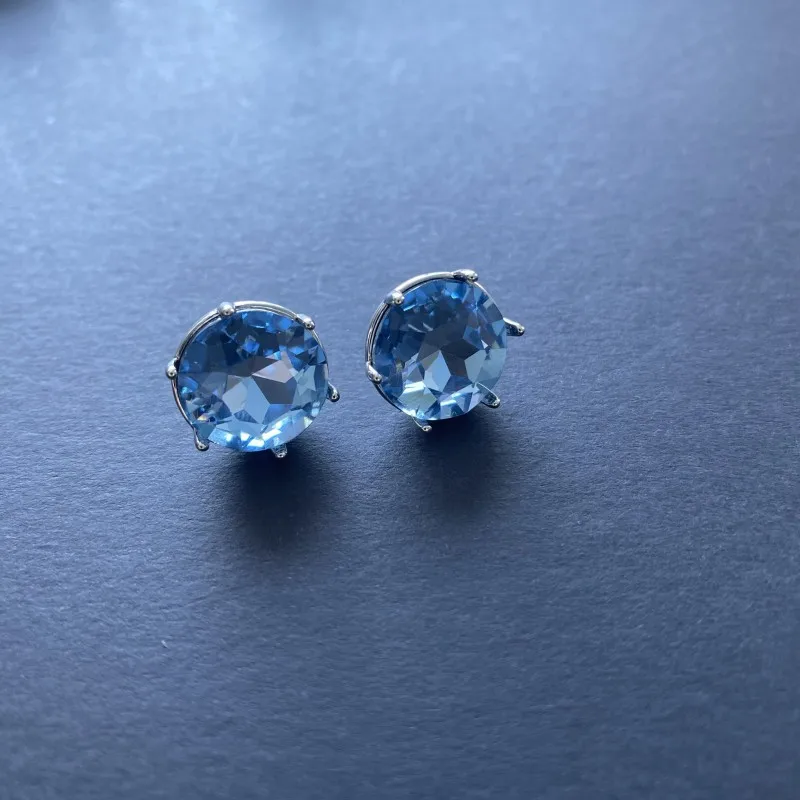 Os Prong Set Glass Crystal Stud Earrings, Minimalist Mirror Polished Basic for Women Daily Ear Fashion Jewelry
