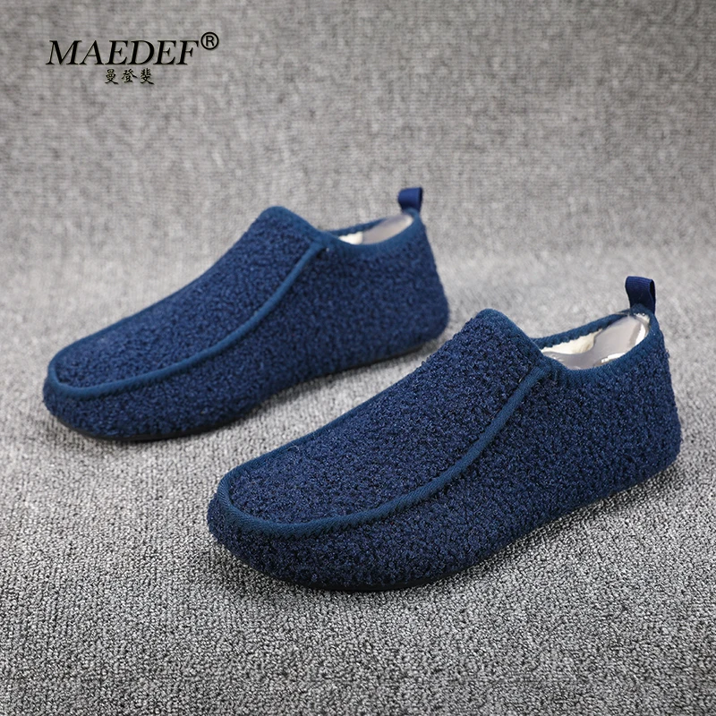 MAEDEF Winter Slippers Loafers Men Warm Casual Shoes Cotton Slippers Indoor Warm Male Shoe Comfortable Non Slip Winter Shoes Men