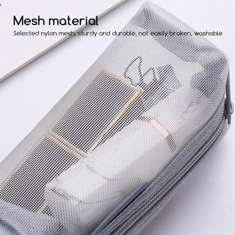 New Mesh Transparent Cosmetic Bags Small Large Clear Black Makeup Bag Portable Travel Organizing Zipper Lipstick Storage Pouch