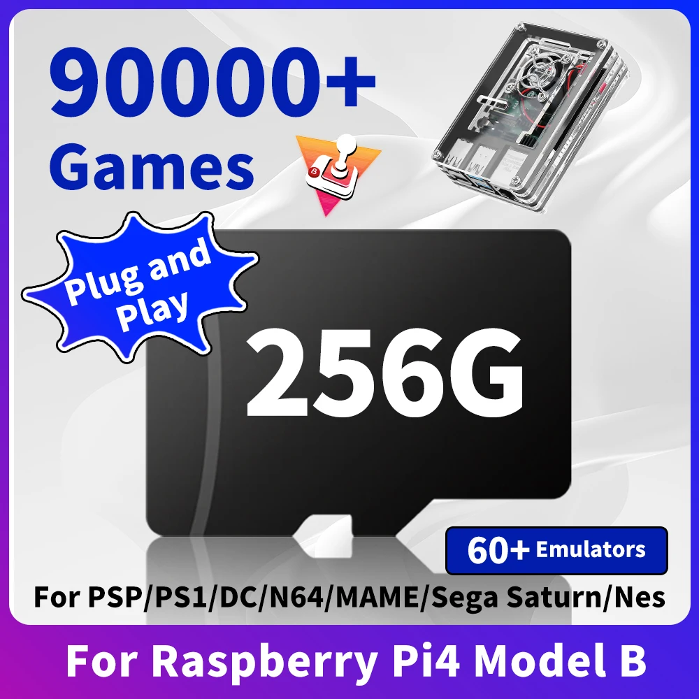 

Batocera Linux 40 Game TF Card for Raspberry Pi4 Model B with 90000+Retro Games 60+ Emulators for PS1/PSP/N64/SEGA/SNES/NES/MAME