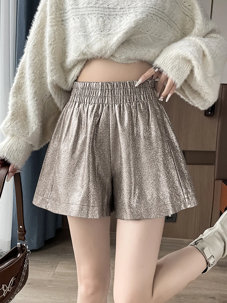 

iny Sequin High Waist Slimming orts Women's Spring New Outerwear A-Line Wide Leg Casual Pants Ci Walk Straight Cut